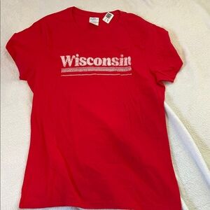 Red Wisconsin Short Sleeve Tee (Women’s M)